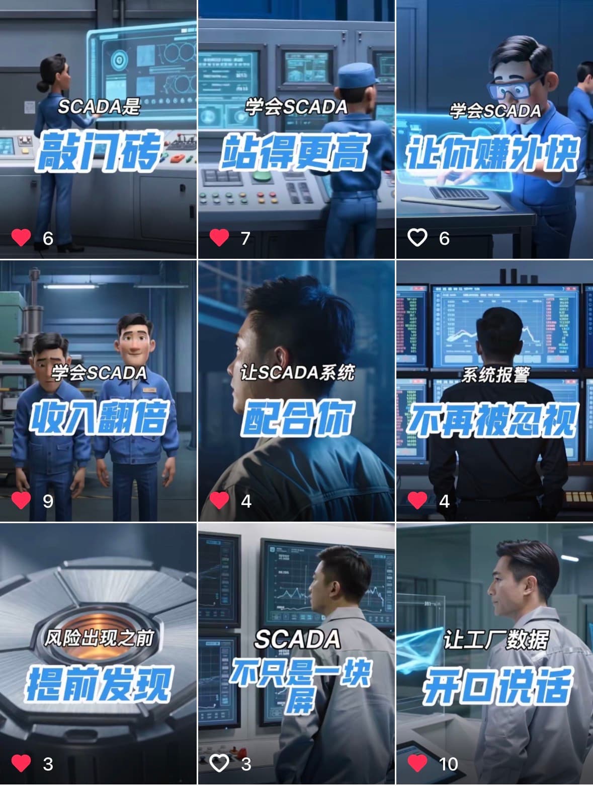 九条 AI 工业宣传视频画面拼图